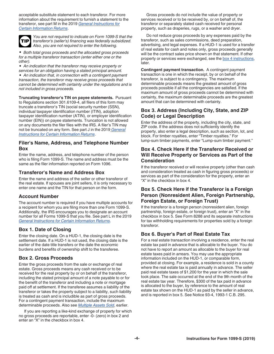 Instructions for IRS Form 1099-S Proceeds From Real Estate Transactions, Page 4