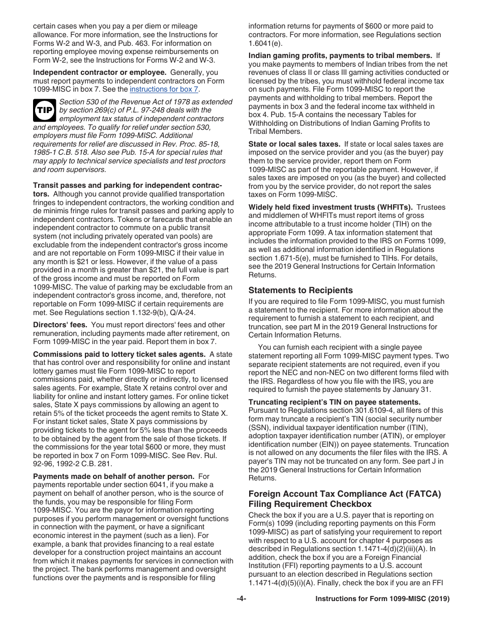 Instructions for IRS Form 1099-MISC Miscellaneous Income, Page 4