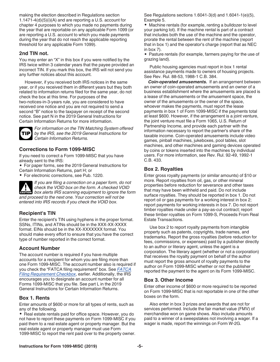 Instructions for IRS Form 1099-MISC Miscellaneous Income, Page 5