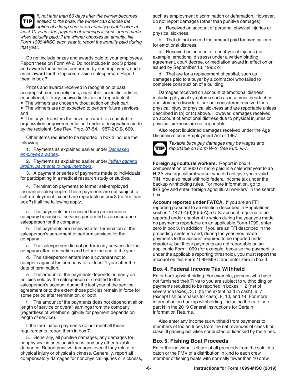 Instructions for IRS Form 1099-MISC Miscellaneous Income, Page 6