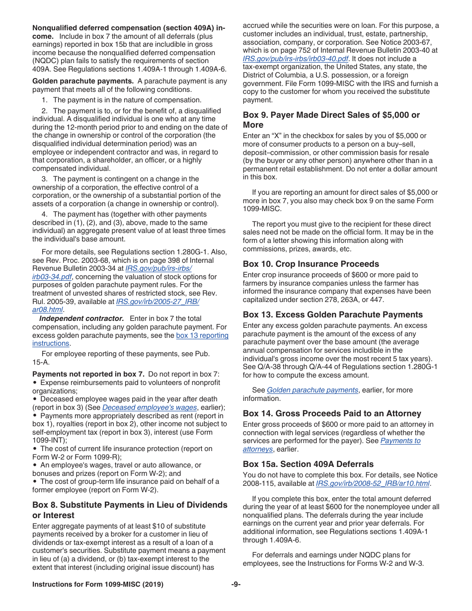 Instructions for IRS Form 1099-MISC Miscellaneous Income, Page 9