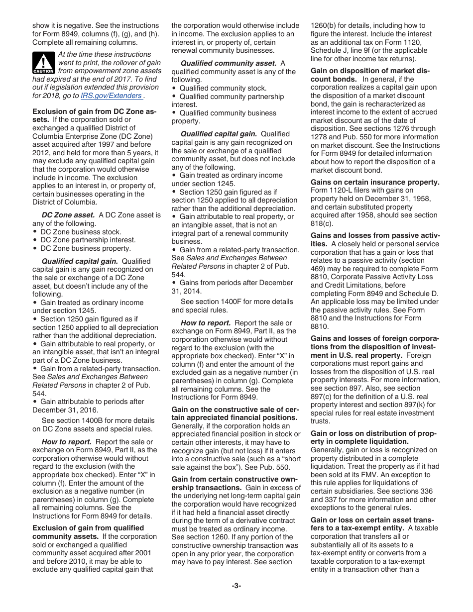 Instructions for IRS Form 1120 Schedule D Capital Gains and Losses, Page 3