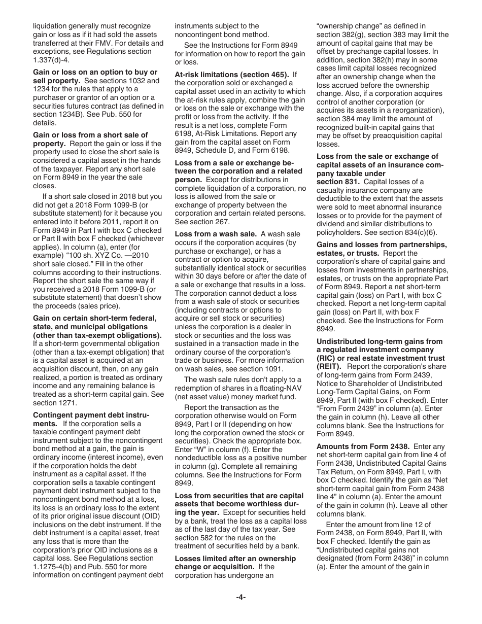 Instructions for IRS Form 1120 Schedule D Capital Gains and Losses, Page 4