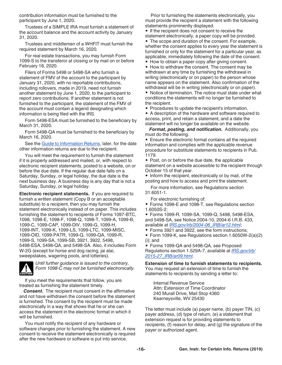 Download Instructions for IRS Form 1096, 1097, 1098, 1099, 3821, 3822