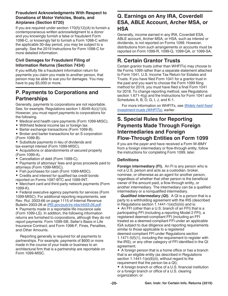 Instructions for IRS Form 1096, 1097, 1098, 1099, 3821, 3822, 5498, W-2G Certain Information Returns, Page 20