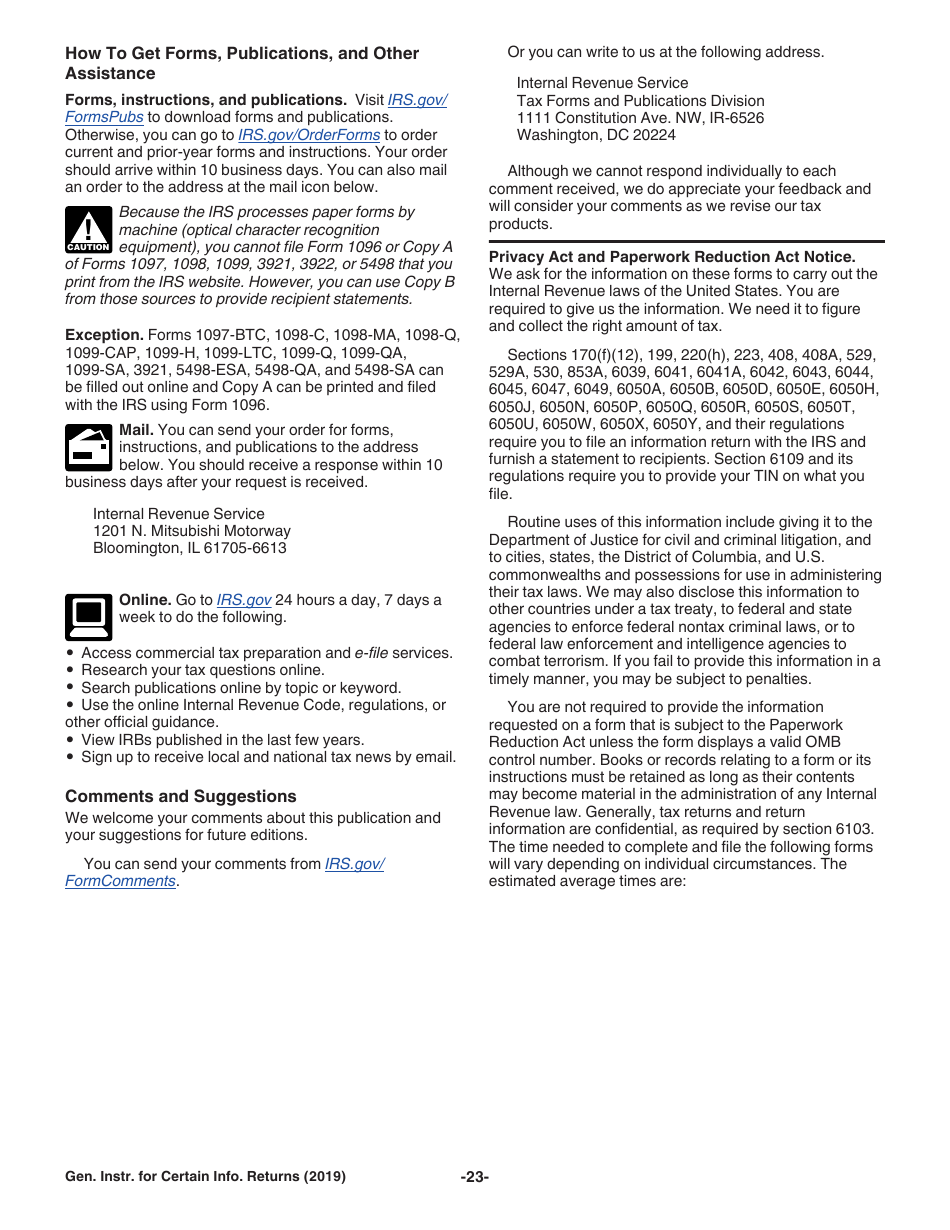 Instructions for IRS Form 1096, 1097, 1098, 1099, 3821, 3822, 5498, W-2G Certain Information Returns, Page 23