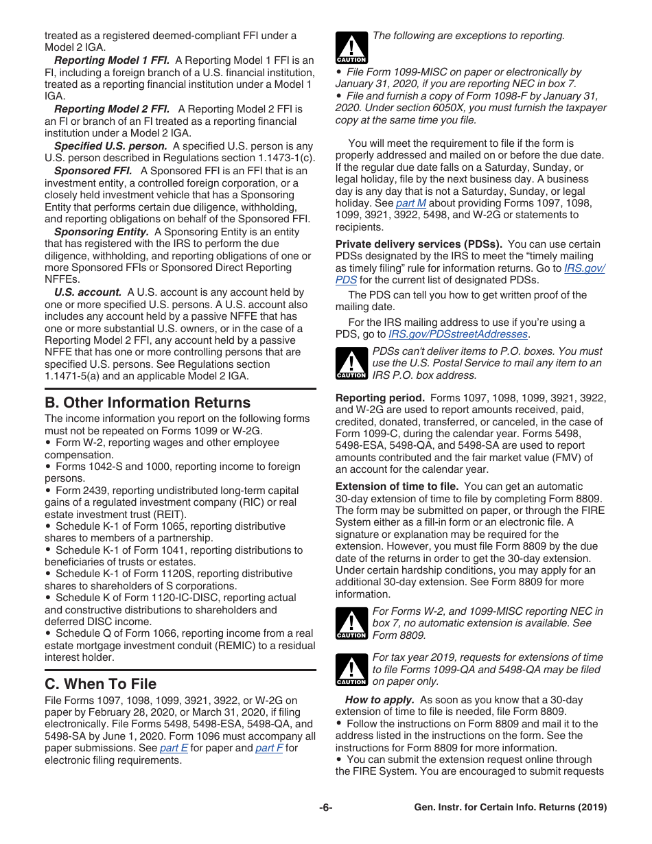 Instructions for IRS Form 1096, 1097, 1098, 1099, 3821, 3822, 5498, W-2G Certain Information Returns, Page 6