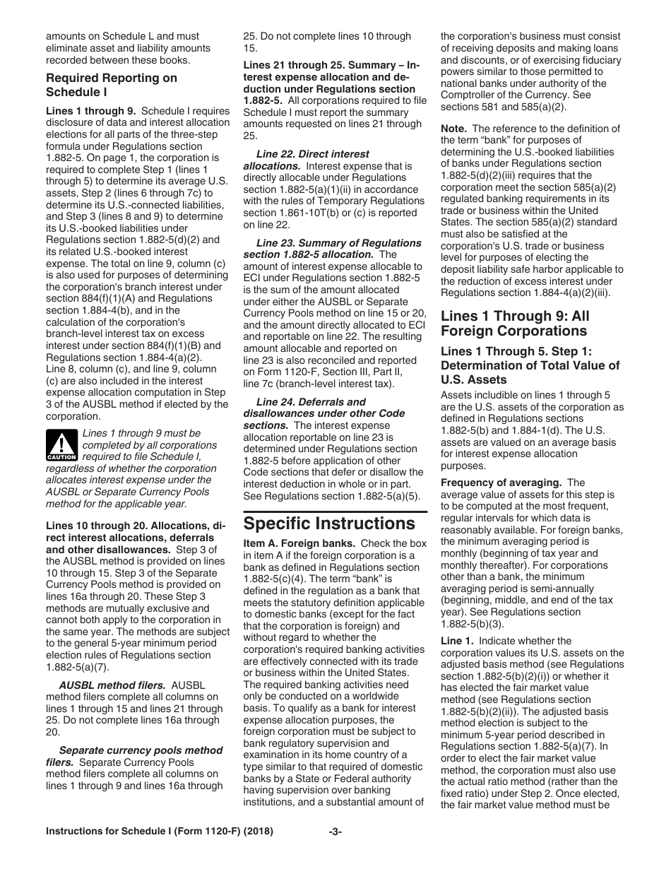 Instructions for IRS Form 1120-F Schedule I Interest Expense Allocation Under Regulations Section 1.882-5, Page 3