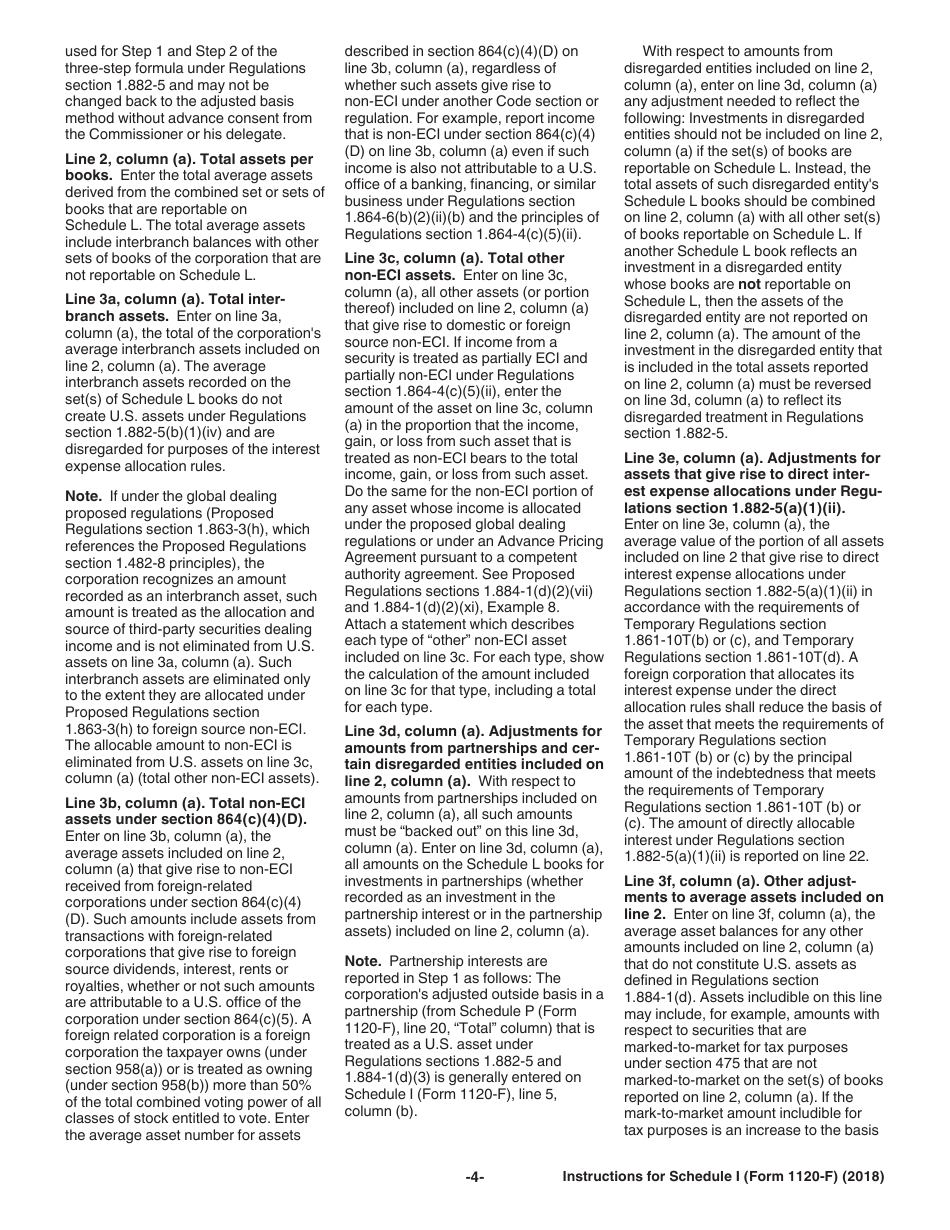 Instructions for IRS Form 1120-F Schedule I Interest Expense Allocation Under Regulations Section 1.882-5, Page 4