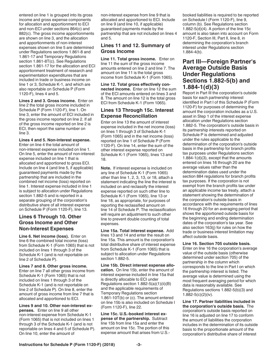 Instructions for IRS Form 1120-F Schedule P List of Foreign Partner Interests in Partnerships, Page 3