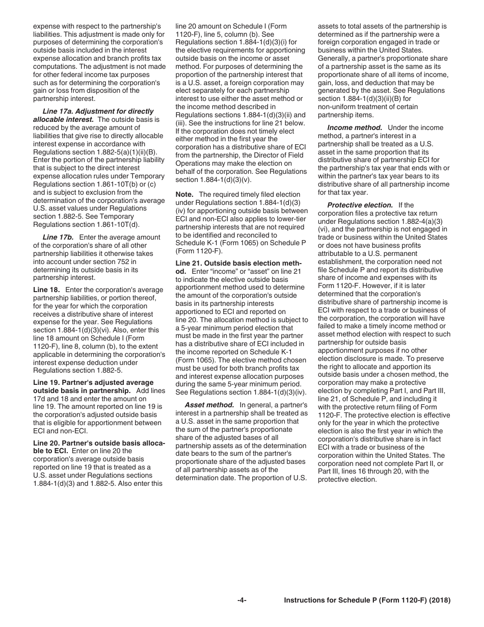 Instructions for IRS Form 1120-F Schedule P List of Foreign Partner Interests in Partnerships, Page 4