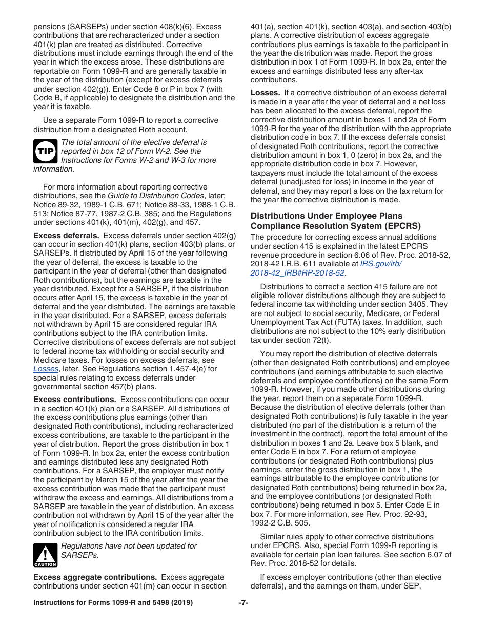Instructions for IRS Form 1099-R, 5498 Distributions From Pensions, Annuities, Retirement or Profit-Sharing Plans, IRAs, Insurance Contracts, Etc., Page 7
