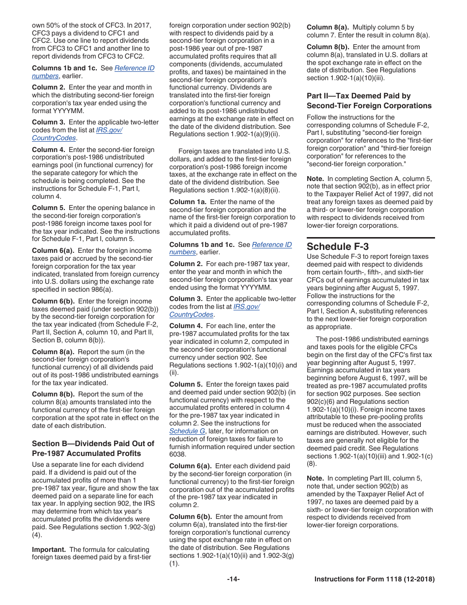 Instructions for IRS Form 1118 Foreign Tax Credit - Corporations, Page 14