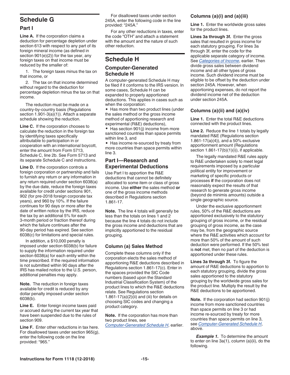Instructions for IRS Form 1118 Foreign Tax Credit - Corporations, Page 15