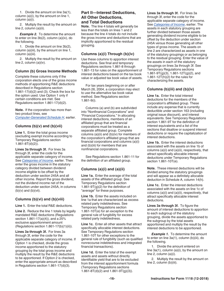 Instructions for IRS Form 1118 Foreign Tax Credit - Corporations, Page 16