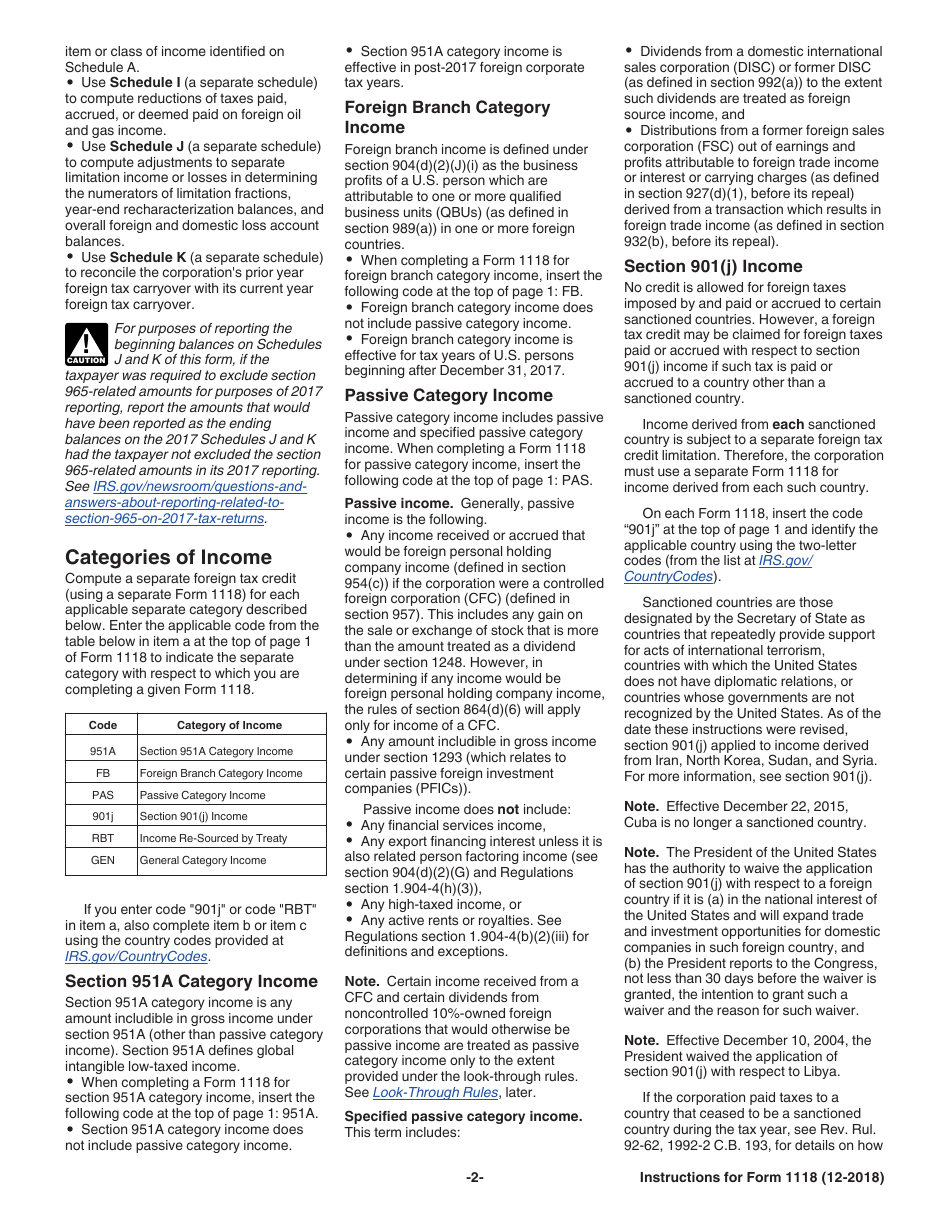 Instructions for IRS Form 1118 Foreign Tax Credit - Corporations, Page 2