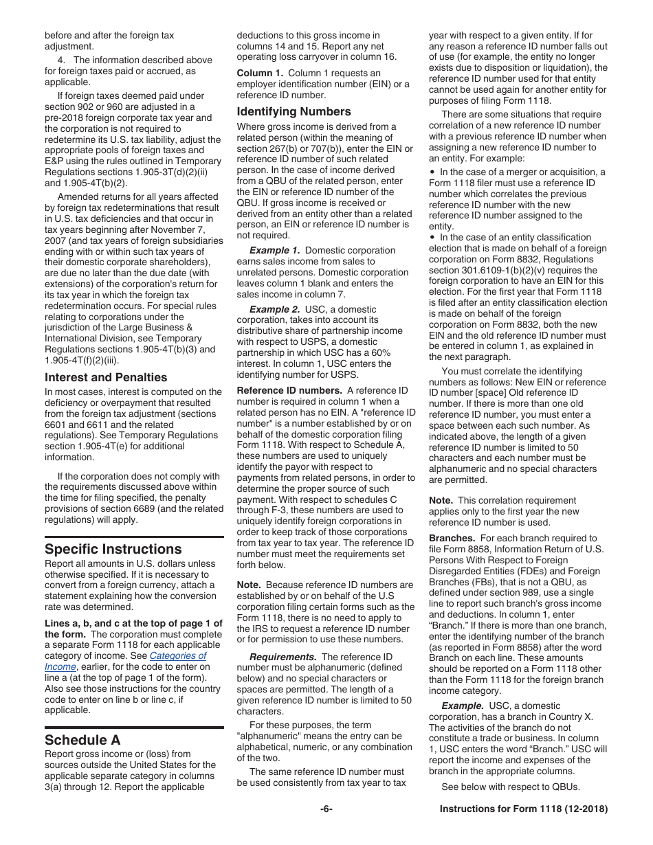 Instructions for IRS Form 1118 Foreign Tax Credit - Corporations, Page 6