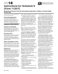 Document preview: Instructions for IRS Form 1120-F Schedule S Exclusion of Income From the International Operation of Ships or Aircraft Under Section 883