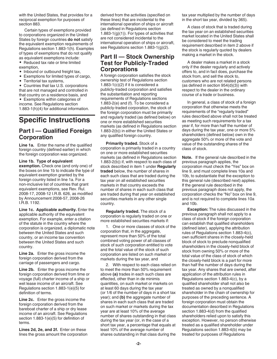 Instructions for IRS Form 1120-F Schedule S Exclusion of Income From the International Operation of Ships or Aircraft Under Section 883, Page 2