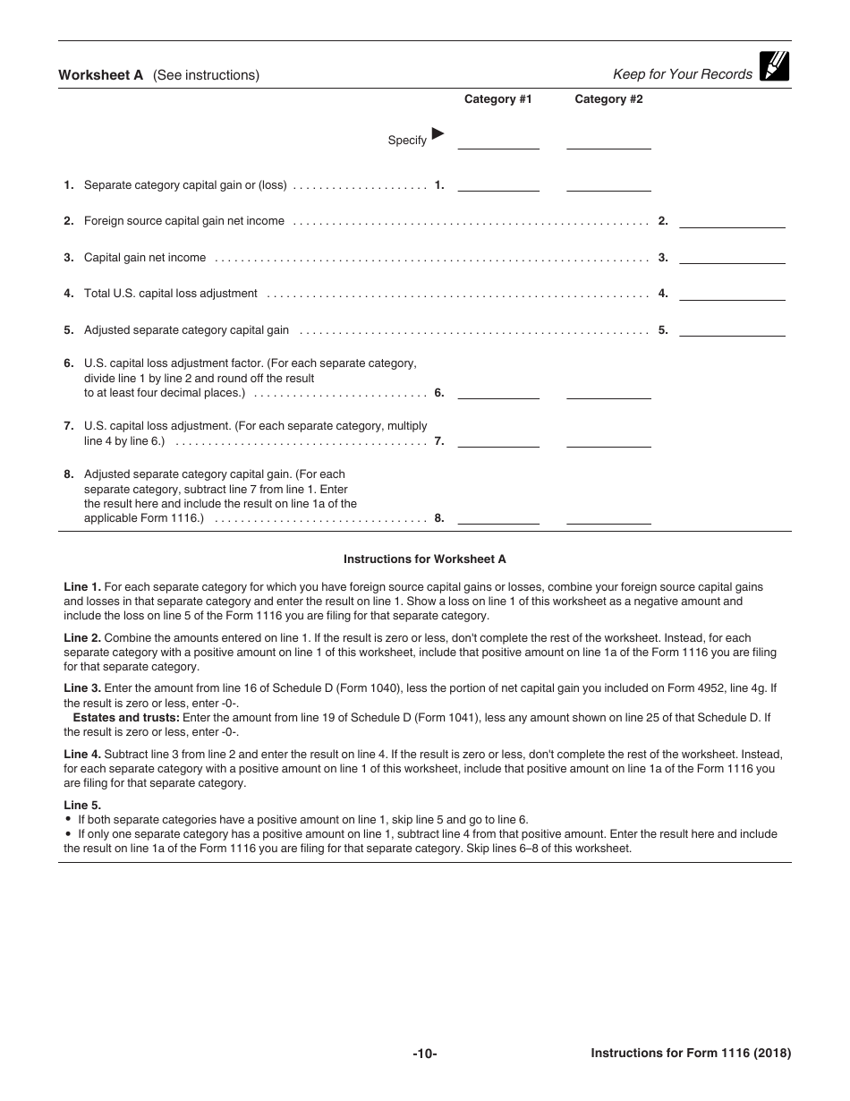 Instructions for IRS Form 1116 Foreign Tax Credit (Individual, Estate, or Trust), Page 10