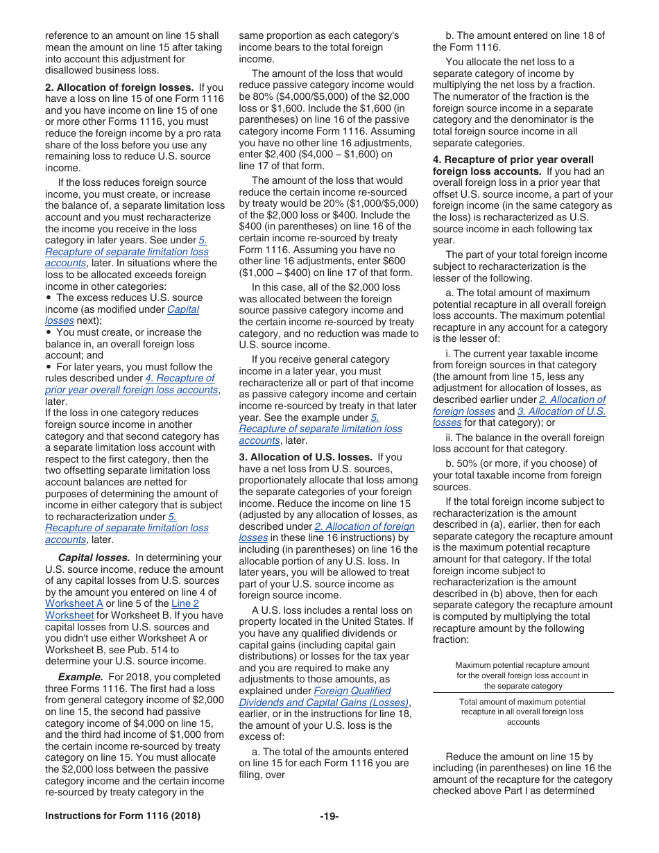 Instructions for IRS Form 1116 Foreign Tax Credit (Individual, Estate, or Trust), Page 19
