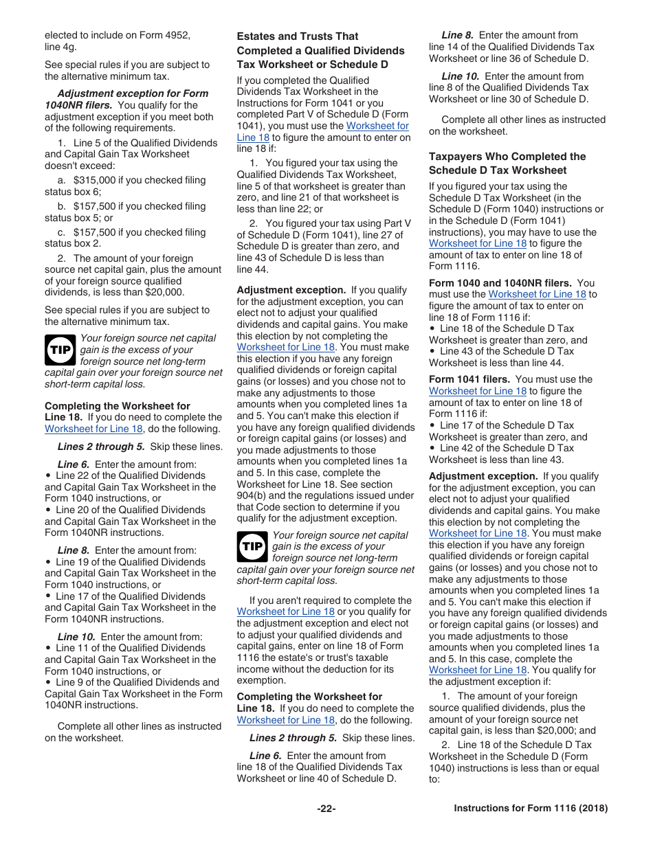 Instructions for IRS Form 1116 Foreign Tax Credit (Individual, Estate, or Trust), Page 22
