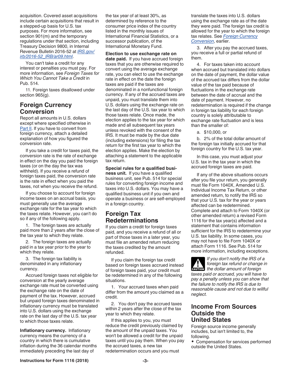 Instructions for IRS Form 1116 Foreign Tax Credit (Individual, Estate, or Trust), Page 3