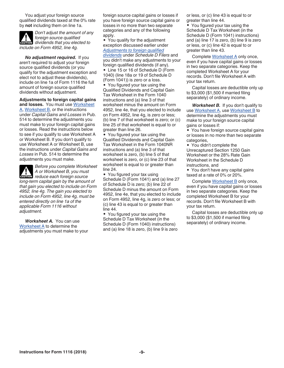 Instructions for IRS Form 1116 Foreign Tax Credit (Individual, Estate, or Trust), Page 9