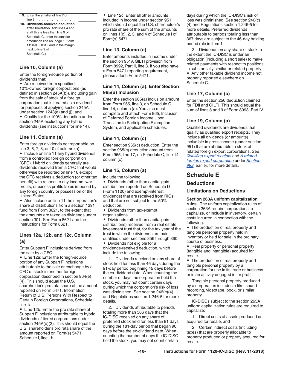 Instructions for IRS Form 1120-IC-DISC Interest Charge Domestic International Sales Corporation Return, Page 10