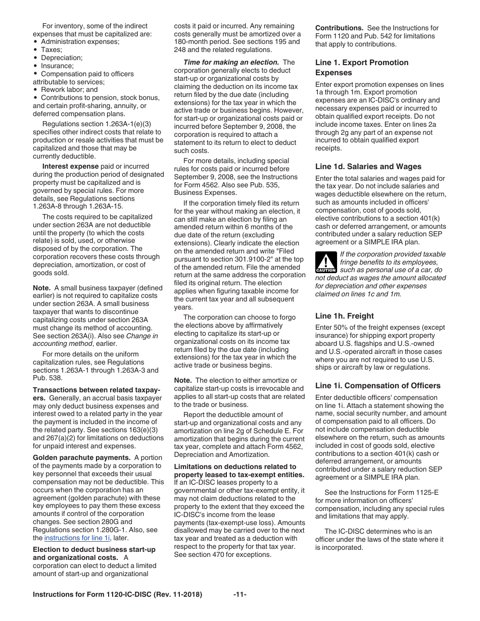 Instructions for IRS Form 1120-IC-DISC Interest Charge Domestic International Sales Corporation Return, Page 11