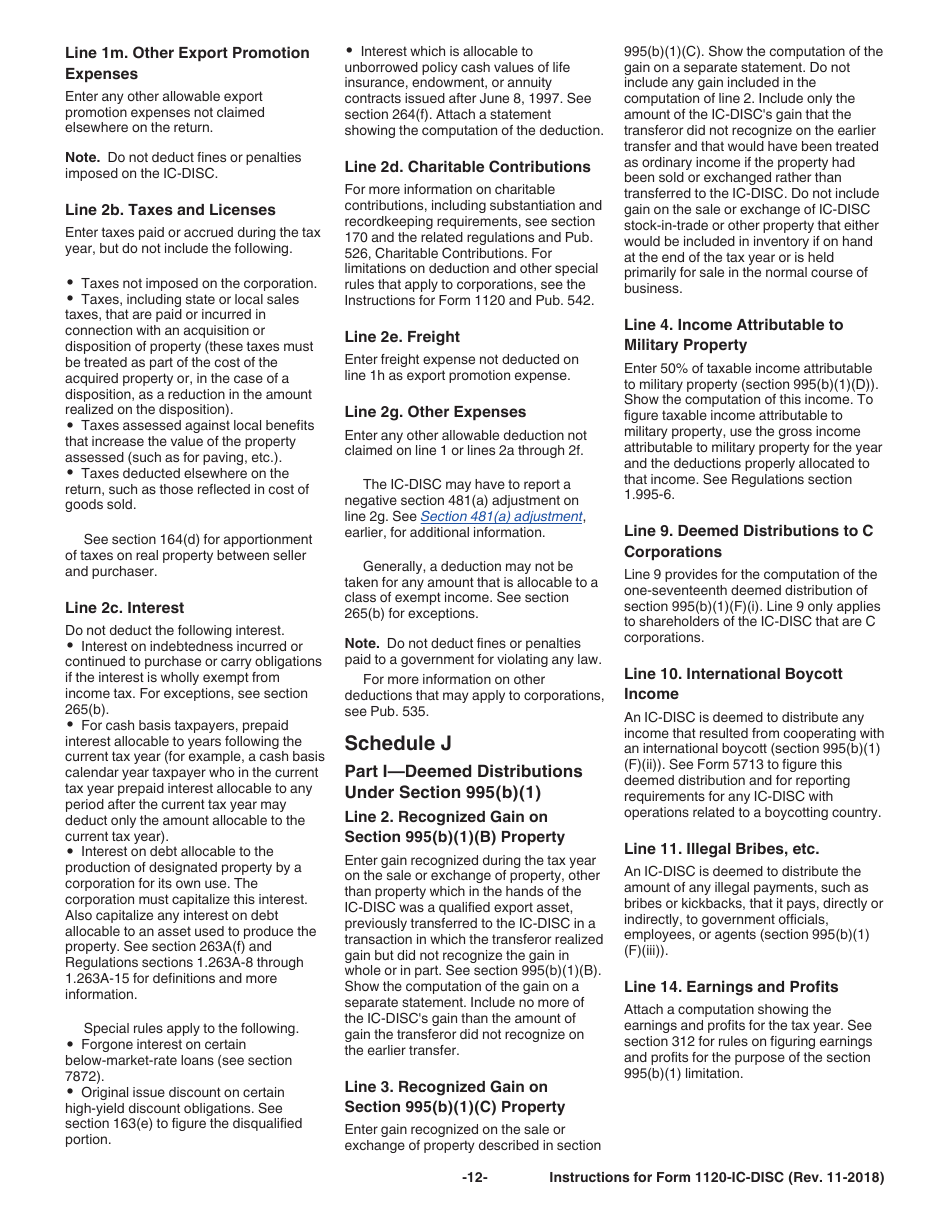 Instructions for IRS Form 1120-IC-DISC Interest Charge Domestic International Sales Corporation Return, Page 12