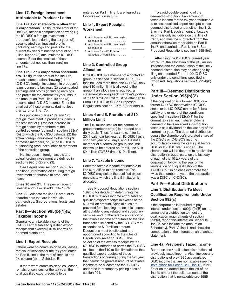 Instructions for IRS Form 1120-IC-DISC Interest Charge Domestic International Sales Corporation Return, Page 13
