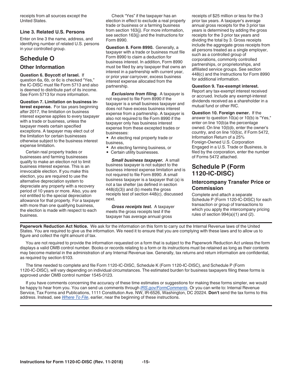 Instructions for IRS Form 1120-IC-DISC Interest Charge Domestic International Sales Corporation Return, Page 15