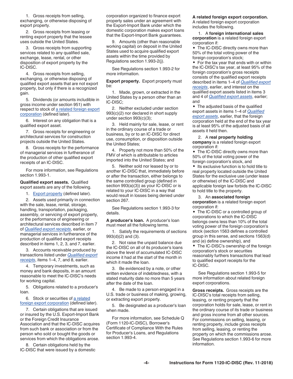 Instructions for IRS Form 1120-IC-DISC Interest Charge Domestic International Sales Corporation Return, Page 4