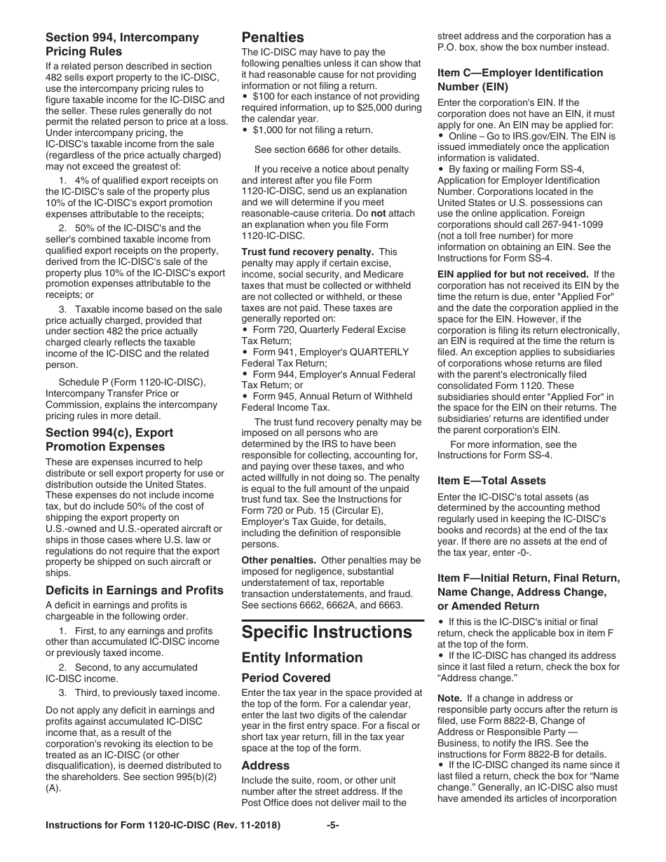 Instructions for IRS Form 1120-IC-DISC Interest Charge Domestic International Sales Corporation Return, Page 5