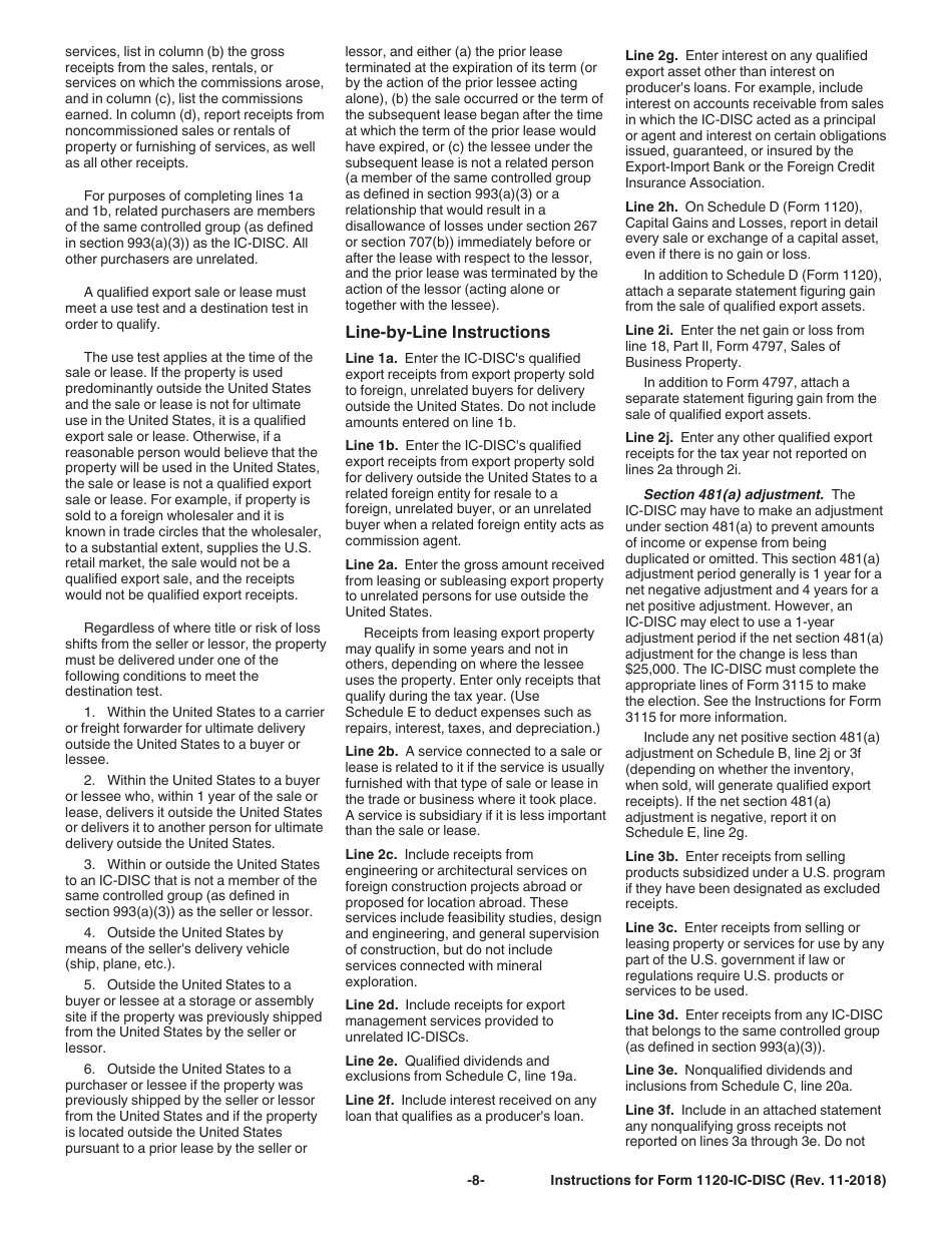 Instructions for IRS Form 1120-IC-DISC Interest Charge Domestic International Sales Corporation Return, Page 8