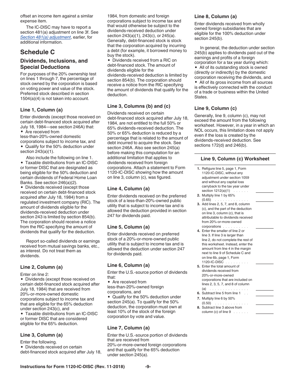 Instructions for IRS Form 1120-IC-DISC Interest Charge Domestic International Sales Corporation Return, Page 9