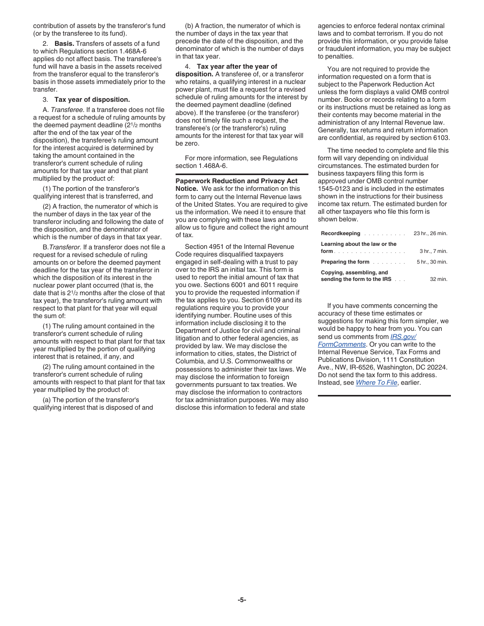 Instructions for IRS Form 1120-ND Return for Nuclear Decommissioning Funds and Certain Related Persons, Page 5