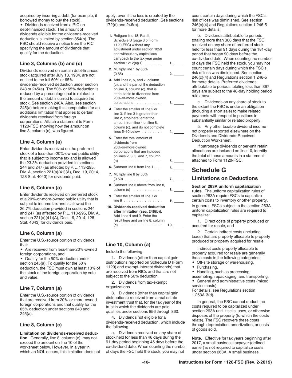Instructions for IRS Form 1120-FSC U.S. Income Tax Return of a Foreign Sales Corporation, Page 10