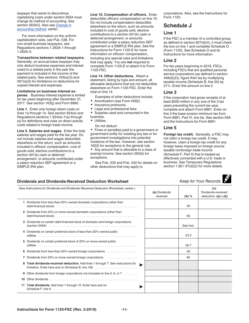 Instructions for IRS Form 1120-FSC U.S. Income Tax Return of a Foreign Sales Corporation, Page 11