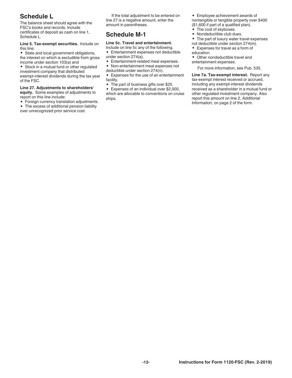 Instructions for IRS Form 1120-FSC U.S. Income Tax Return of a Foreign Sales Corporation, Page 12