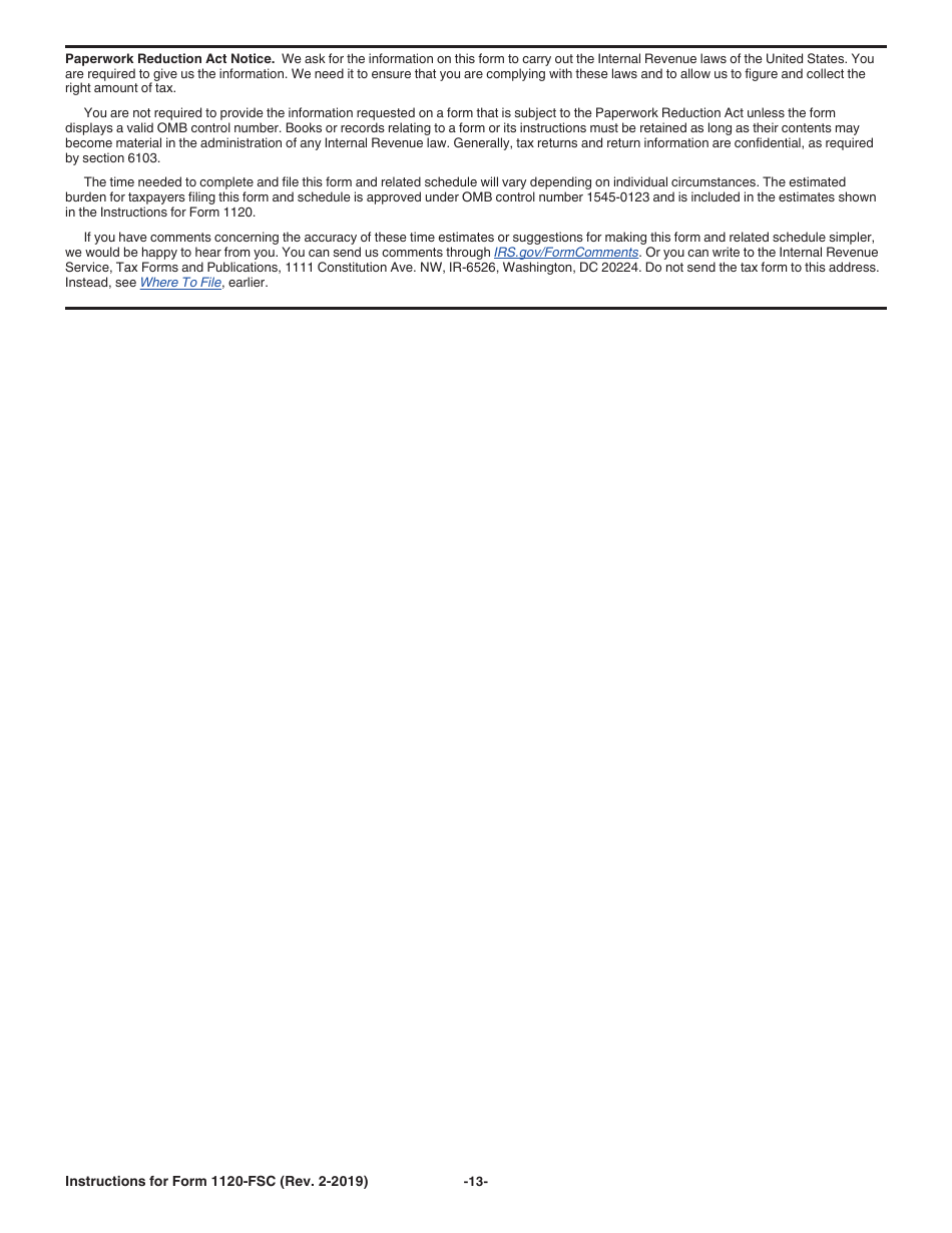 Instructions for IRS Form 1120-FSC U.S. Income Tax Return of a Foreign Sales Corporation, Page 13