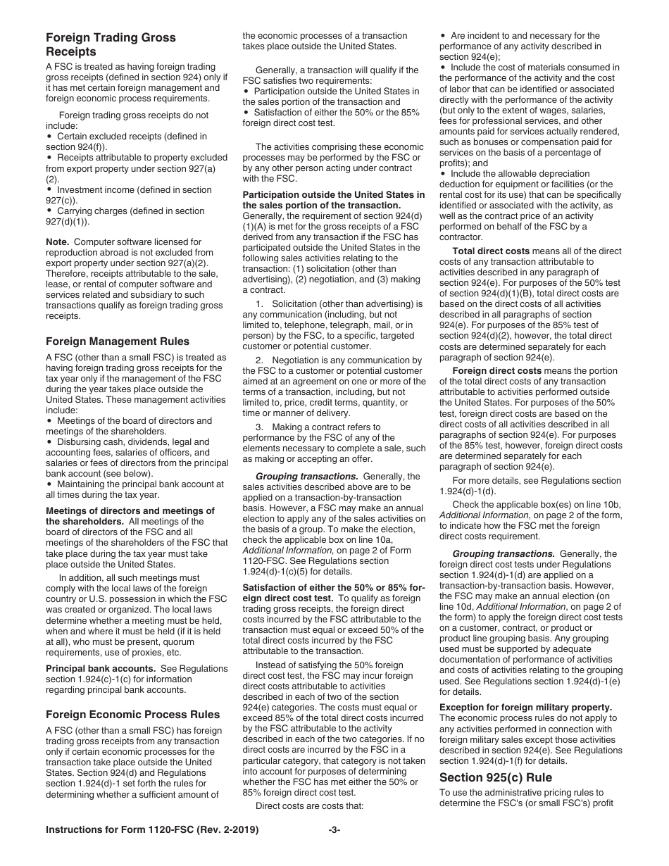 Instructions for IRS Form 1120-FSC U.S. Income Tax Return of a Foreign Sales Corporation, Page 3