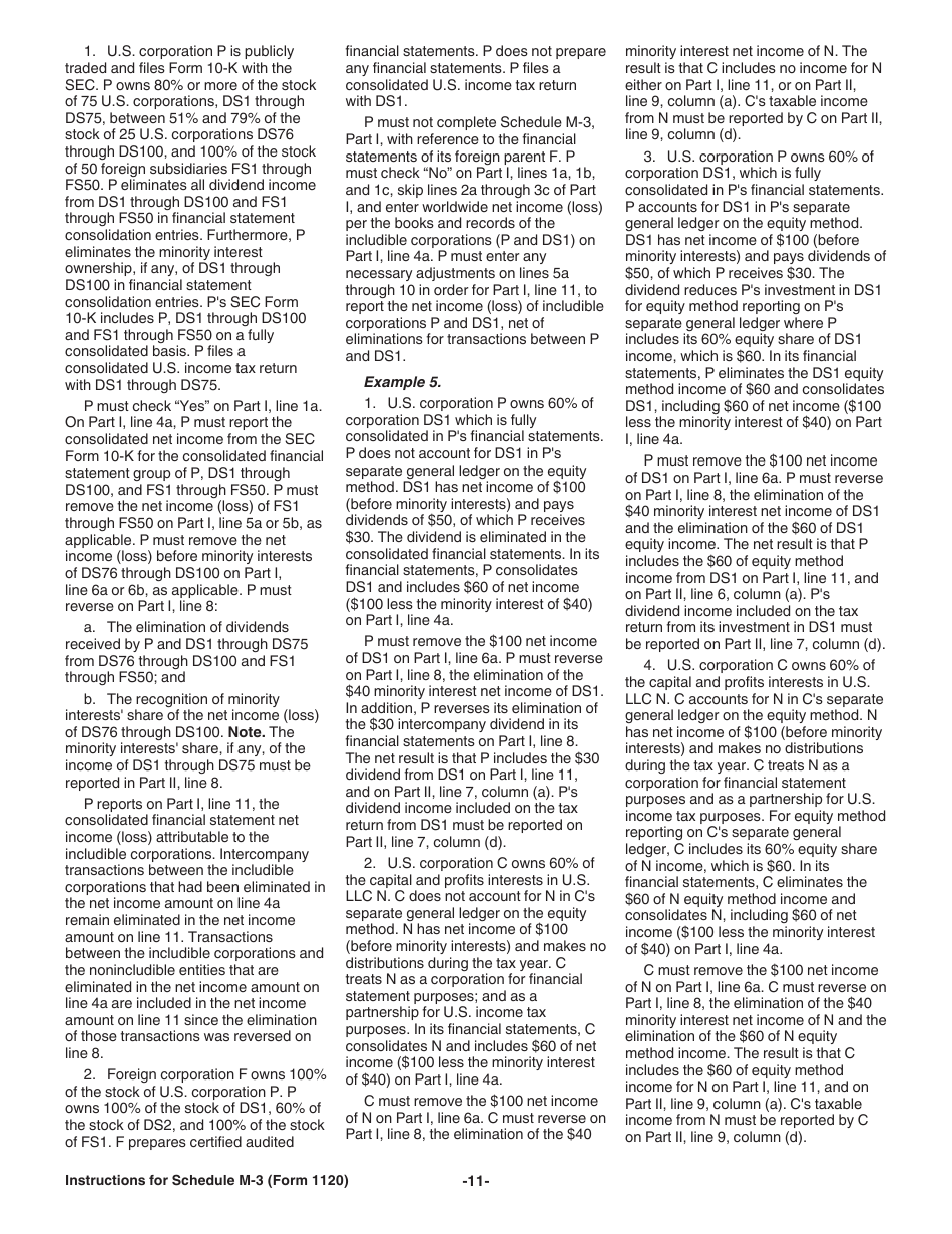 Instructions for IRS Form 1120 Schedule M-3 Net Income (Loss) Reconciliation for Corporations With Total Assets of $10 Million or More, Page 11