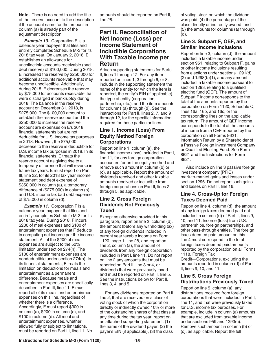 Instructions for IRS Form 1120 Schedule M-3 Net Income (Loss) Reconciliation for Corporations With Total Assets of $10 Million or More, Page 15