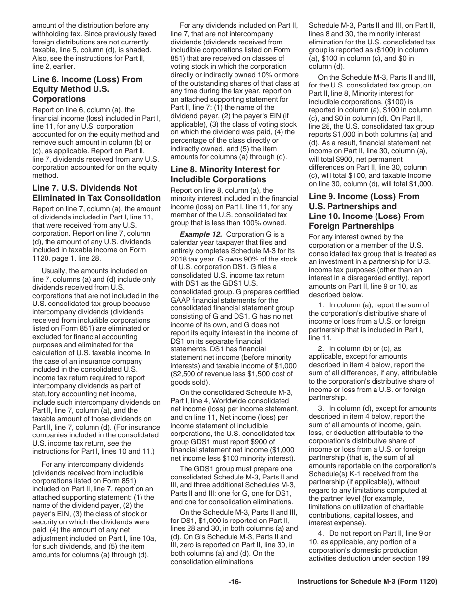 Instructions for IRS Form 1120 Schedule M-3 Net Income (Loss) Reconciliation for Corporations With Total Assets of $10 Million or More, Page 16