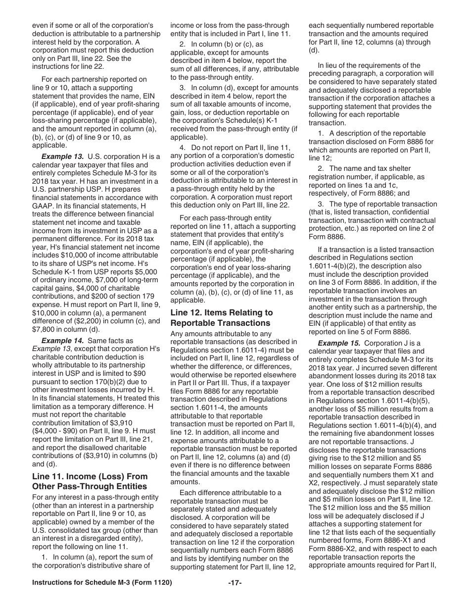 Instructions for IRS Form 1120 Schedule M-3 Net Income (Loss) Reconciliation for Corporations With Total Assets of $10 Million or More, Page 17