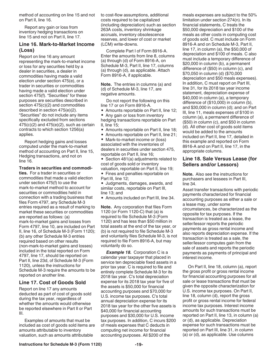 Instructions for IRS Form 1120 Schedule M-3 Net Income (Loss) Reconciliation for Corporations With Total Assets of $10 Million or More, Page 19