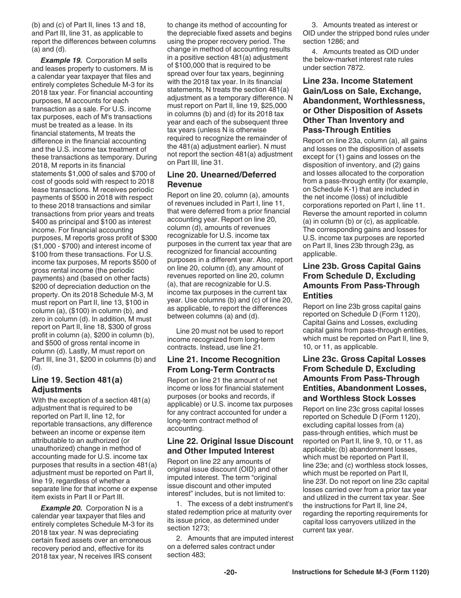 Instructions for IRS Form 1120 Schedule M-3 Net Income (Loss) Reconciliation for Corporations With Total Assets of $10 Million or More, Page 20