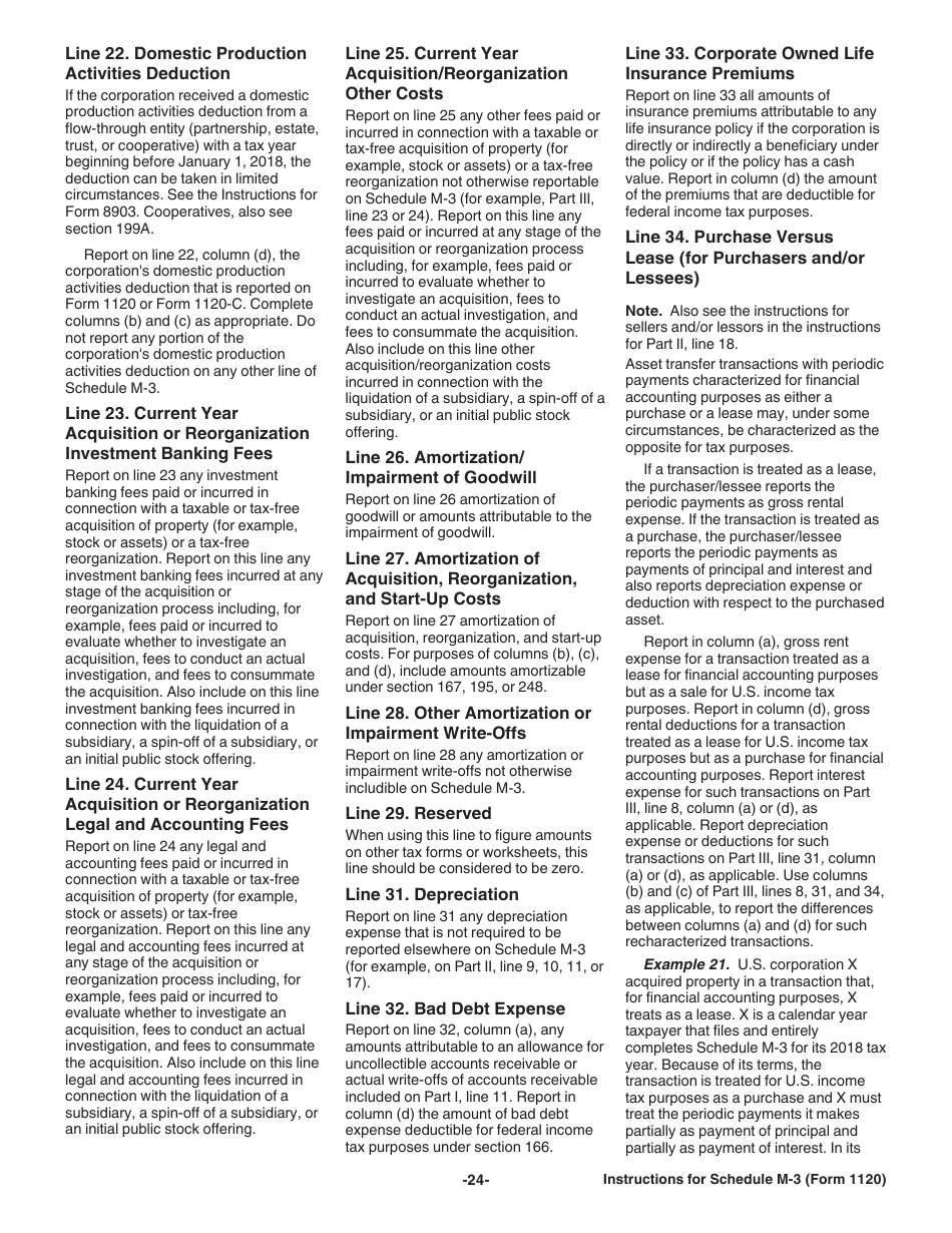 Instructions for IRS Form 1120 Schedule M-3 Net Income (Loss) Reconciliation for Corporations With Total Assets of $10 Million or More, Page 24